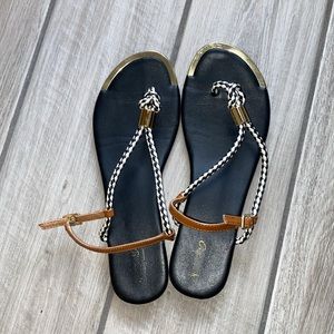 mossimo black & gold strappy sandals